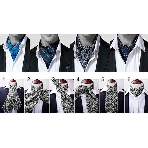 Corbata Ascot (tipo Gazné) con Pañuelo UNISEX Modelo FLRL-gADCNa