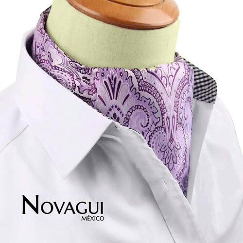 Corbata Ascot (tipo Gazné) con Pañuelo UNISEX Modelo FLRL-PuViPl