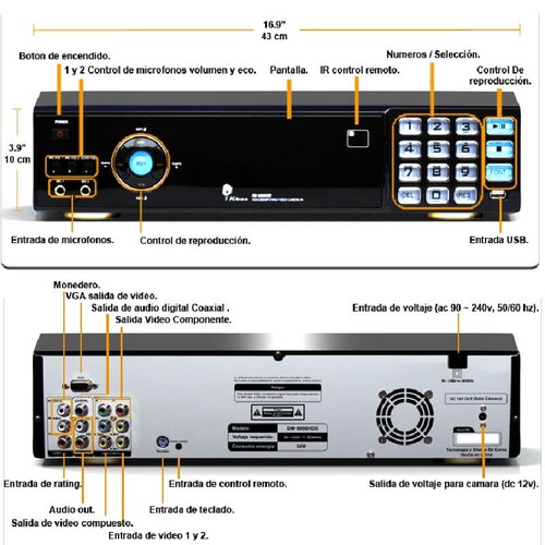 Reproductor Karaoke K-box +4000 Temas Sonido Profesional