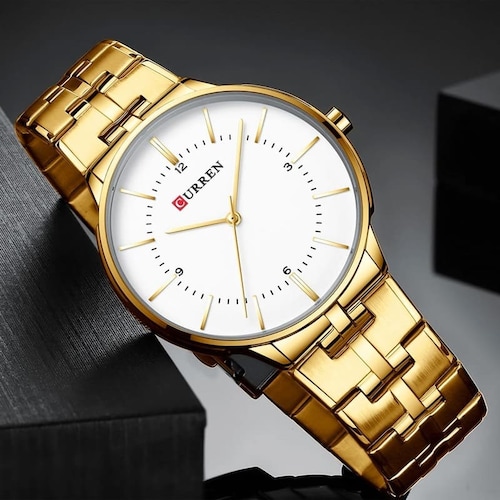 Reloj de Hombre Metálico Curren 8321 Dorado Clásico y Elegante