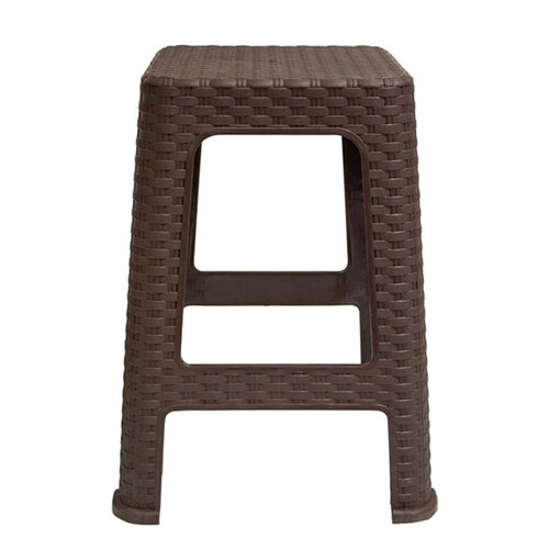 Set Mesa con 4 Bancos Polipropileno Tipo Rattan Chocolate
