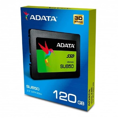  UNIDAD DE ESTADO SOLIDO SSD ADATA SU650 120GB 2.5 SATA3 7MM LECT.520/ESCR.450MBS SIN BRACKET PC LAPTOP
