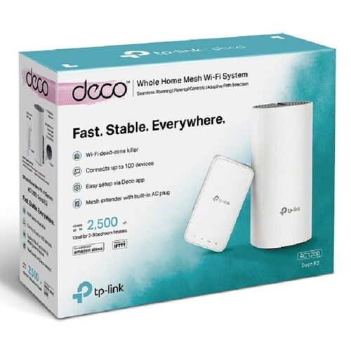DECO SISTEMA WIFI MESH PARA CASA/AC1200/DECO E3 KIT REPETIDOR/EXTENSOR (2PACK)                        