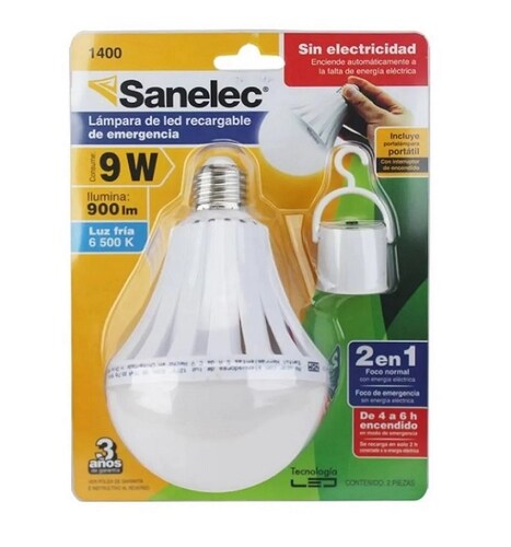 Lampara De Led Recargable Foco De Emergencia Sanelec 900 Lm