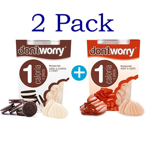 Merengues Don't Worry 2-Pack Cajeta/Cookies and Creme 87g
