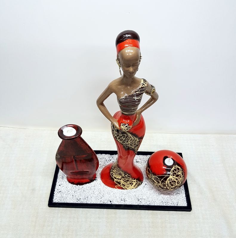 Munecas Africanas De Ceramica Artesanales De 3 Pz Con Base