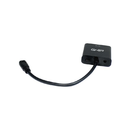 ADAPTADOR CONVERSOR VIDEO MICRO HDMI MACHO A VGA HEMBRA MONITOR AUDIO 3.5MM