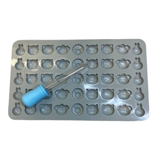 Moldes Silicona Silicon Chocolates Gomitas Animalitos Gotero GRIS