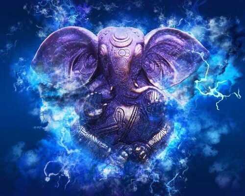 Cuadro Decorativo Canvas Elefantes Lord Ganesha