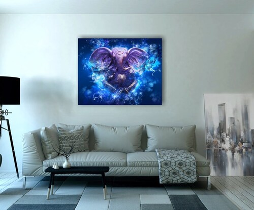 Cuadro Decorativo Canvas Elefantes Lord Ganesha