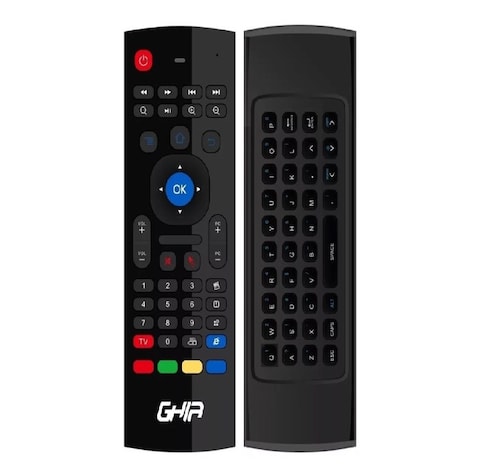 TECLADO COMPACTO INALAMBRICO GHIA CON AIR MOUSE Y CONTROL REMOTO IR SMART TV PANTALLA MONITOR USB