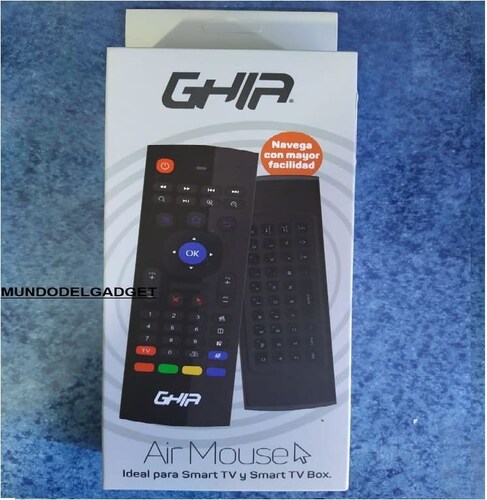 TECLADO COMPACTO INALAMBRICO GHIA CON AIR MOUSE Y CONTROL REMOTO IR SMART TV PANTALLA MONITOR USB