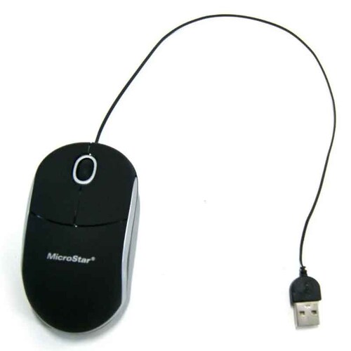 2 pack Mini Mouse Óptico Microstar Ms-75 con cable retráctil