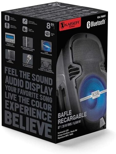 Bafle Kaiser KSA-7908BT Premium de 8" Bluetooth y Micrófono 3,400W 