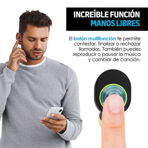 Redlemon Audífonos Inalámbricos Bluetooth True Wireless Stereo con Base de Carga, Sonido HD, Aislante de Ruido Exterior, Manos Libres, Batería de Larga Duración, Compatibles con iOS y Android