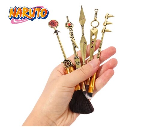 Set De 5 Brochas Profesionales Anime Naruto Metálicas