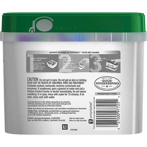 Detergente lavavajillas Cascade Platinum Fresh, 48 cápsulas