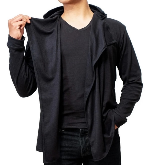 Su ter Largo Cardigan Con Capucha Manga Larga Hoodie hombre