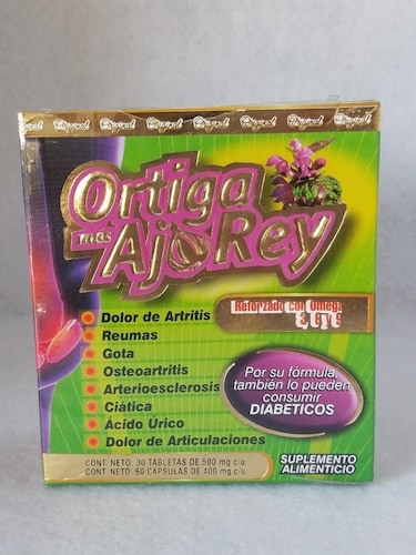 Ortiga Mas Ajo Rey 30 tabletas y 60 capsulas Suplemento Alimenticio con Omega ,