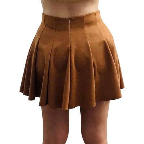 Mini falda tableada plisada coreana gamuza terciopelo mujer