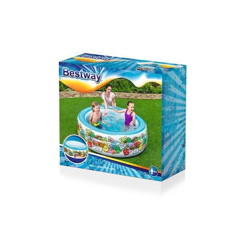 Alberca Piscina Inflable Circular Grande Diseño Stickers Para Niños 3 Aros 1.52 m Diámetro