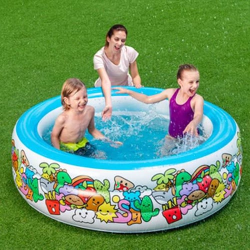 Alberca Piscina Inflable Circular Grande Diseño Stickers Para Niños 3 Aros 1.52 m Diámetro