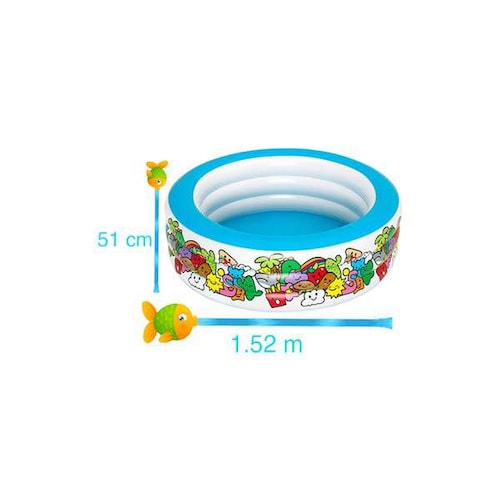 Alberca Piscina Inflable Circular Grande Diseño Stickers Para Niños 3 Aros 1.52 m Diámetro