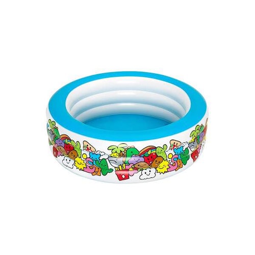 Alberca Piscina Inflable Circular Grande Diseño Stickers Para Niños 3 Aros 1.52 m Diámetro
