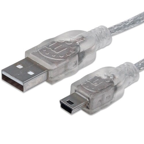 CABLE USB V2.0 MANHATTAN A-MINI B 1.8M PLATA 333412