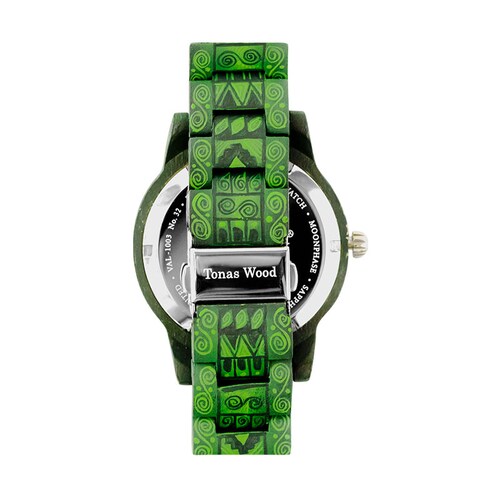 Reloj Alebrije by Tonas Wood Unisex Color Verde Ceiba 
