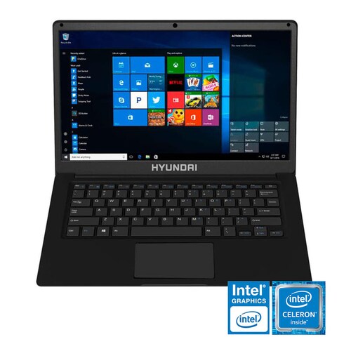 Laptop Hyundai Thinnote- Intel dual core - SSD 64GB - RAM 4GB - W10 + 500 Hojas + Caja de colores + audífonos