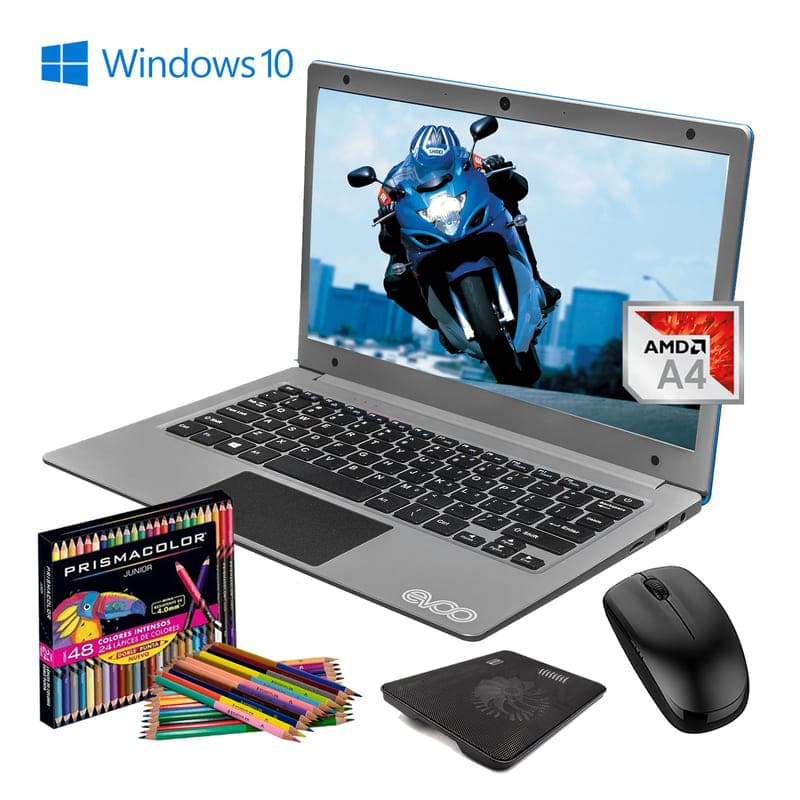Laptop Evoo Fhd Amd A4-9120 32gb Ram 2gb Windows 10 Azul