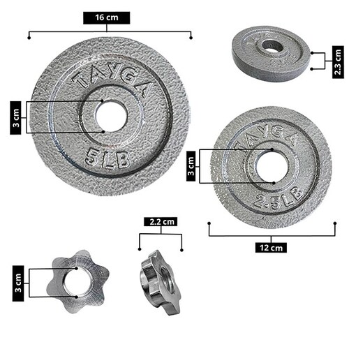 Tayga par de Mancuernas Ajustables 25 lb c/u con seguros cromada