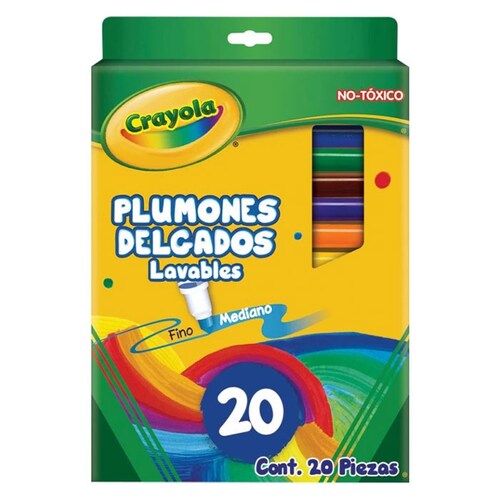 20 Plumones Crayola Marcadores Delgados Lavables Super Tips