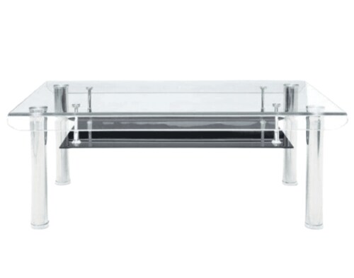 Mesa de Centro Moderna Doble Cristal Rectangular Contemporanea