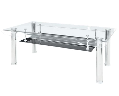Mesa de Centro Moderna Doble Cristal Rectangular Contemporanea