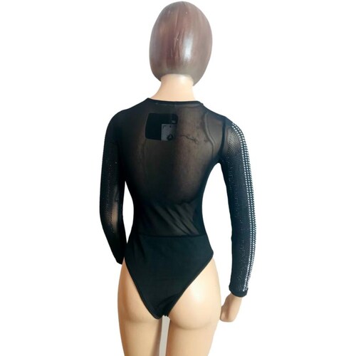 Blusa para dama casual manga larga pantiblusa decorada con chaquira Bai li