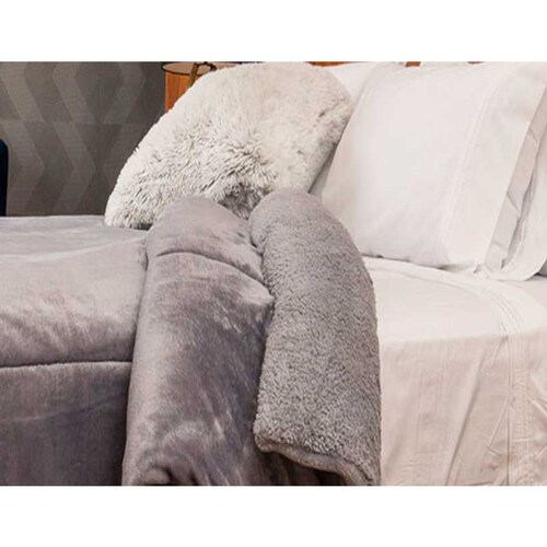 Cobertor Gris Liso Matrimonial