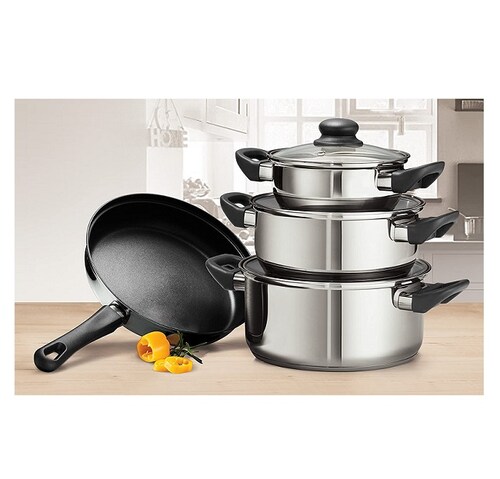 Tramontina Primaware 80117/585DS Stainless Steel Induction-Ready Tri-Ply Base 7-Piece Cookware Set