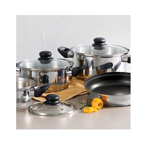 Tramontina Primaware 80117/585DS Stainless Steel Induction-Ready Tri-Ply Base 7-Piece Cookware Set