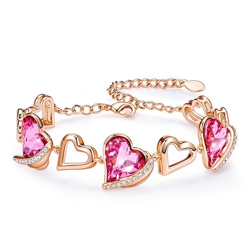Brazalete de corazones oro rosa Cristales de Swarovski Silver Queen