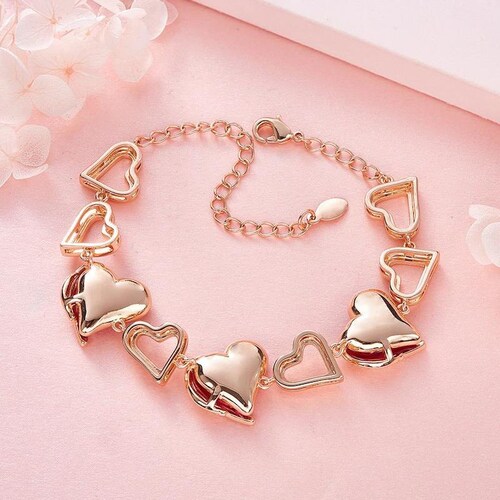 Brazalete de corazones oro rosa Cristales de Swarovski Silver Queen