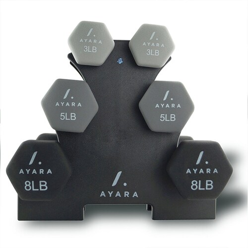  Set de 3 Pesas  y /o Mancuernas Con Soporte Ayara MAN01