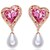 Aretes de corazón swarovski con perla oro rosa elegantes de alta gama 