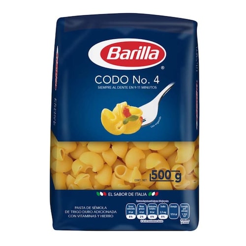 Pasta Barilla Codo No. 4 con 500 g