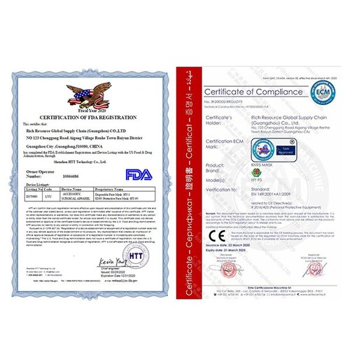 50 piezas Cubre bocas KN95 5 capas máxima protección FFP2 Certificaciones CE y FDA