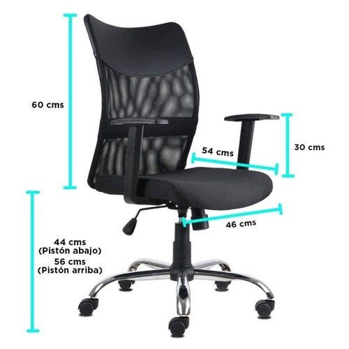 Silla de Oficina Ergonómica Marca Xipe Store Modelo Ergoflex Giratoria con Respaldo, Color  Negro