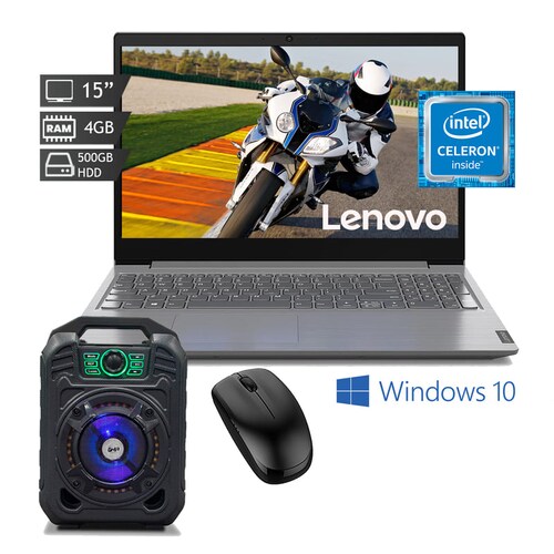 Laptop Lenovo V15-IGL 15.6" Intel Celeron N4020 500GB/4GB + Bocina + Mouse