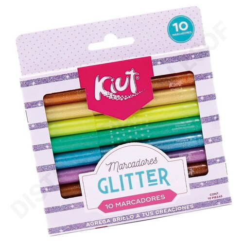Marcador Kiut Glitter Norma Con 10 Piezas