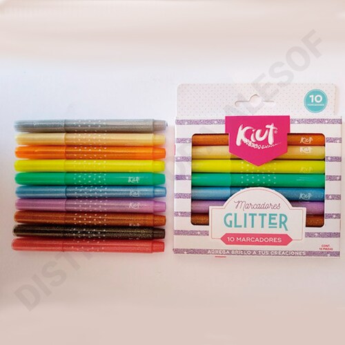 Marcador Kiut Glitter Norma Con 10 Piezas